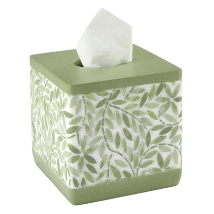 Avanti Linens - Tissue Box Cover, Resin Countertop Accessories, Guest Bathroom Essentials (Stratford Collection, Green) - size: Tissue Box Cover