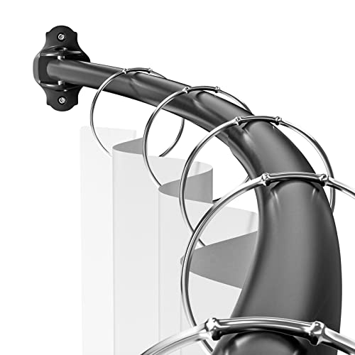 Mcrbeay Curved Shower Curtain Rod, Stainless Steel, Adjustable 40-72 inch | Heavy Duty, Extra Wide Round Shower Rod for Bathroom, Shower Stall, Bathtub, Rustproof, Black - color: Black, size: 40-72 Inches