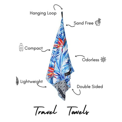 Microfiber Beach Towel - Quick Dry, Sand Free and Oversized 71x35 | Super absorbent, lightweight, swimming, gym, extra large, pool, cruise, camping, yoga, travel, compact, carry bag, vacation - color: Tahiti