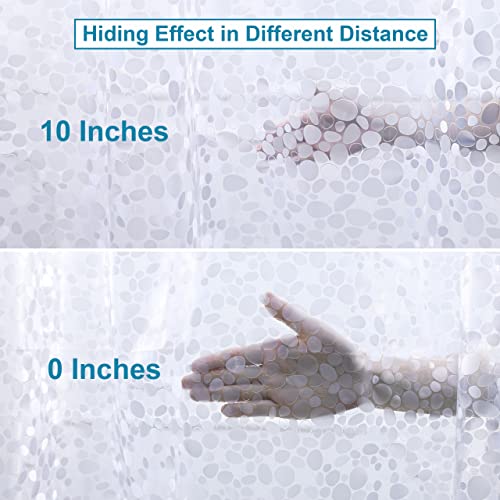 NTBAY EVA Shower Curtain Liner, 72 x 72, 6 Gauge, Semi Clear Water Cube | Water-repellent EVA Liner with 3 Bottom Magnets, 12 Reinforced Grommets, and 12 Plastic Hooks - color: Clear Circle, size: 72"W x 72"L (Pack of 1)