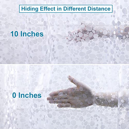 NTBAY EVA Shower Curtain Liner, 72 x 72, 6 Gauge, Semi Clear Water Cube | Water-repellent EVA Liner with 3 Bottom Magnets, 12 Reinforced Grommets, and 12 Plastic Hooks - color: Clear Circle, size: 72"W x 72"L (Pack of 1)