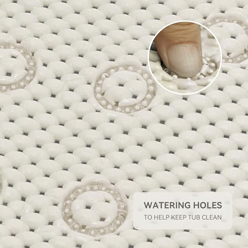 Bathtub Mat Non Slip, Soft Foam Bath Mat for Tub, Bathtub Mat with Drain Holes, Suction Cups Shower Mat (Ivory, 36''X17'') - color: Ivory