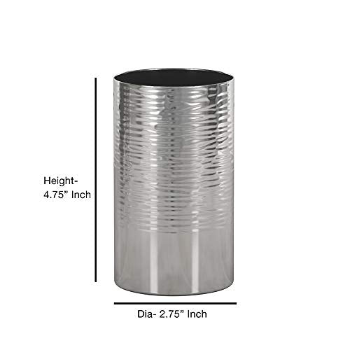 nu steel Metropolitan Metal Cup for Bathroom Vanity Countertops for Rinsing,Drinking, Storing Dental Accessories and Organizing Makeup Brushes,Eye Liners-Shiny/Hammered