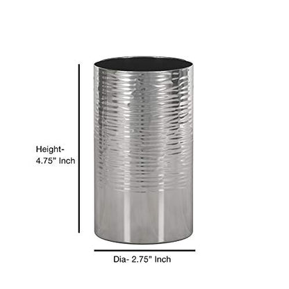 nu steel Metropolitan Metal Cup for Bathroom Vanity Countertops for Rinsing,Drinking, Storing Dental Accessories and Organizing Makeup Brushes,Eye Liners-Shiny/Hammered