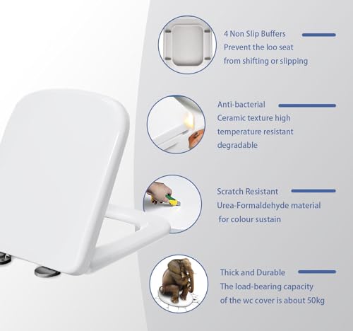 Quick Release Toilet Seat, Standard WC Loo Seat for Easy Cleaning and Installation - size: 34*45cm