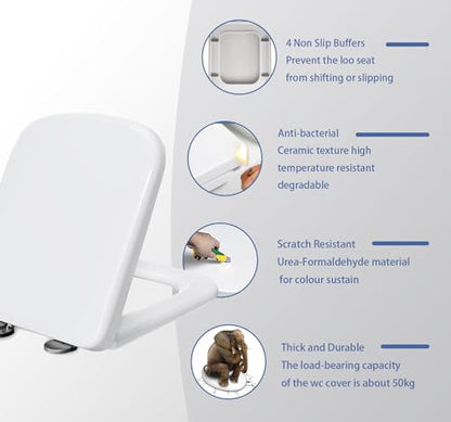 Quick Release Toilet Seat, Standard WC Loo Seat for Easy Cleaning and Installation - size: 34*45cm