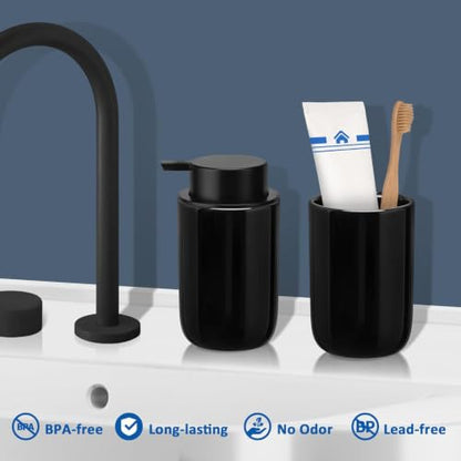 Soap Foaming Dispenser Ceramic with Easy-to-Press Pump Hand Foam Dispenser for Shampoo Bathroom Countertop 13.5 oz - color: Foam-shinyblack