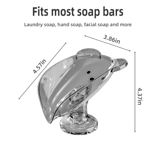 Self Draining Leaf Soap Dish – Easy to Clean Waterfall Soap Holder, Multi-Use for Shower, Bathroom & Kitchen Sink, Durable & Stylish (Clear Bear) - color: Clear Bear