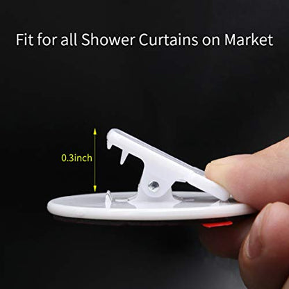 4 PCS Shower Curtain Clips, Shower Windproof Splash Guard - Self Adhesive Shower Curtain Weight Clip (White) - color: White