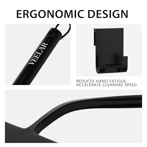 Shower Squeegee for Shower Glass, Bathroom Glass Cleaning Tool with Hook Mount, Squeegee for Glass Doors, Window Cleaning, Tile Shower Walls (Black) - color: Black