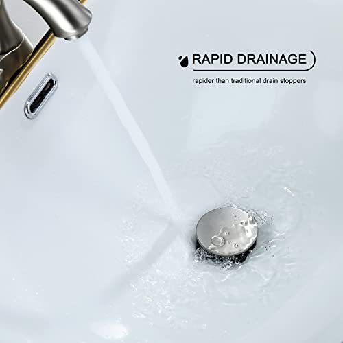 Bathroom Sink Drain, Pop Up Drain Stopper with Overflow, Lavatory Vanity Vessel Sink Drain Assembly, Brushed Nickel - color: Brushed Nickel