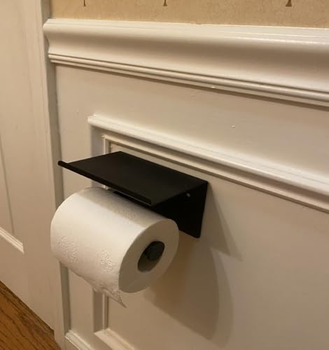 Premium Toilet Paper Holder with Phone Shelf, Wall Mounted, for Bathroom, Living Room, Restroom, RV, and so on, Stainless Steel-Rustproof,Tissue Roll Holder with Storage Shelf-Black(YaoJooHome) - color: Black