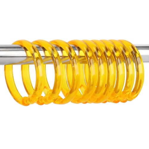 Golden Yellow Shower Curtain Hooks - 12 Pcs Circular Plastic Shower Curtain Rings for Bathroom - O Shaped Gold Yellow Shower Hooks Rings for Shower Curtain Rod - color: Golden Yellow