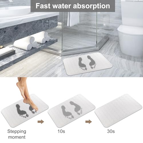 JUERLEN 2 Pack Diatomaceous Earth Shower Mat, Stone Bath Mat, Nonslip Super Absorbent Fast-Drying Hard Bath Mat for Bathroom Shower Floor, 24 x 16 inch, White Arrow Design - color: White