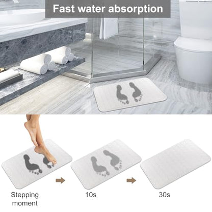 JUERLEN 2 Pack Diatomaceous Earth Shower Mat, Stone Bath Mat, Nonslip Super Absorbent Fast-Drying Hard Bath Mat for Bathroom Shower Floor, 24 x 16 inch, White Arrow Design - color: White