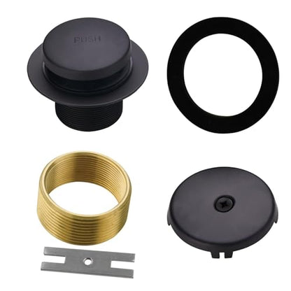 HIDROP Matte Black Tip Toe Tub Drain Trim Kit, 1-Hole Overflow Faceplate | Brass and 304 Stainless Steel Bathtub Drain,Universal Fine/Coarse Thread fit 1-3/8" or 1-1/2" Tub Drain,Tub Drain Replacement - color: Black, style: 1 Hole