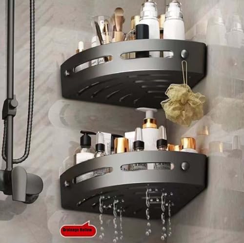Corner Shower Rack - Three-Piece No-Drill Corner Shelf Set, Wall-Mounted Bathroom Storage Rack, Suitable for Bathrooms and Kitchens, with Drain Hole and Removable Plastic Shelves(3pcs)
