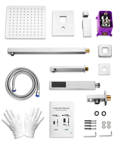 10" Shower Faucet Set with Tub Spount, High Pressure Rainfall Shower Head and Handheld Sprayer Combo, Bathroom Tub Shower Faucet Set, Polished Chrome - color: Polished Chrome