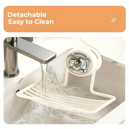 NACOLUS Silver Bear Soap Holder, No Drill Adhesive Wall Mounted Soap Dish for Shower, Rustproof Metal Grid Design for Fast Drying, Quick Install for Bathroom Shower Kitchen(1, Cream White) - color: Cream White