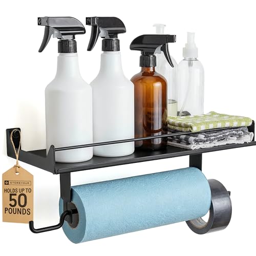 StoreYourBoard Paper Towel Holder Wall Mount – Heavy Duty Paper Towel Holder Mounted for Garage, Workshop, or Utility Room – Space-Saving Garage Shelving & Wall Organizer for Tools, Cleaning Supplies