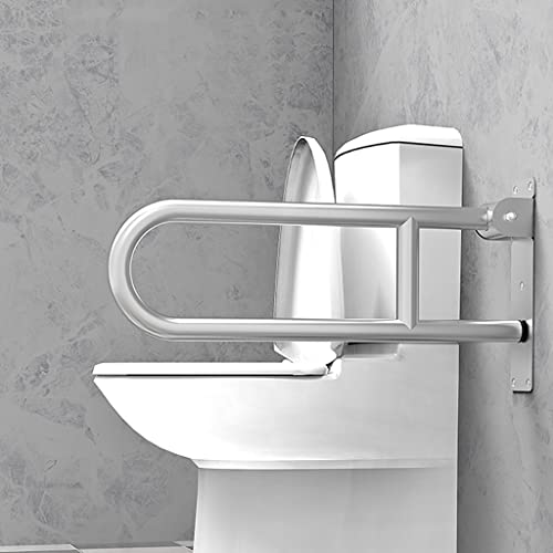 U-Shaped Polished Foldable Toilet Grab Bar,Matte Black Flip-Up Bathroom Handrail for Elderly Handicap Pregnant,Wall Mounted Barrier-Free Folding Shower Assist Aid (Brushed 60cm) - color: Brushed