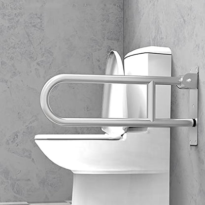 U-Shaped Polished Foldable Toilet Grab Bar,Matte Black Flip-Up Bathroom Handrail for Elderly Handicap Pregnant,Wall Mounted Barrier-Free Folding Shower Assist Aid (Brushed 60cm) - color: Brushed