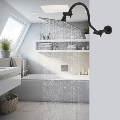 Hibbent All Metal Upgraded 18'' Shower Head Extension Arm, Shower Arm with Flange, Brass Flexible Height & Angle Adjustable Shower Extender with Lock Joint, Universal Connection, Oil Rubbed Bronze - color: Oil Rubbed Bronze