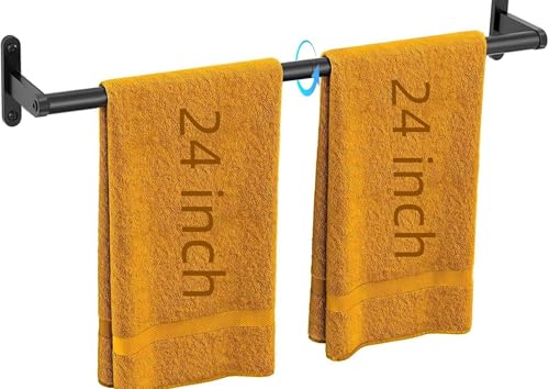 KLJKPA Towel Bar for Bathroom, 24 Inch Wall Mounted Towel Rack, Black | Heavy Duty Single Towel Rod, Space-Saving Hand Towel Holder, Toilet Kitchen Towel Storage, Rustproof, Stainless Steel - color: Black, size: 24 Inch (1-Bar)