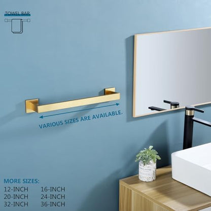 KOKOSIRI Bath Towel Bar Kitchen Dish Cloths Hanger 16 Inch Hand Towel Holder Stainless Steel Wall Mounted, Brushed Gold, B4003BG-L16 - color: Brushed Gold, size: 16-Inch