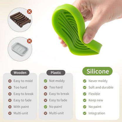 LOYATRO Bar Soap Holder for Shower Silicone Soap Dish for Bathroom Sink Soap Saver Bathtub Self Draining Soap Tray(C-Green,1) - color: C-green