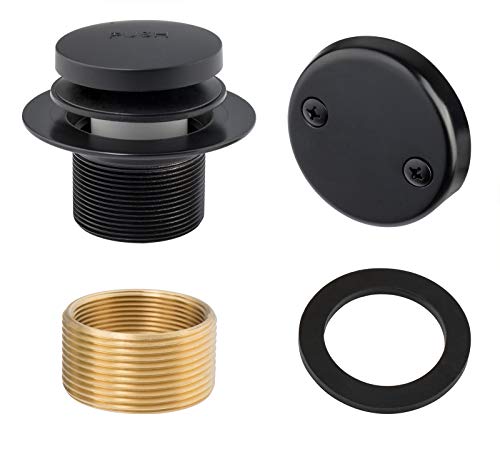 Tip-Toe Bathtub Drains Trim Set with Two-Hole Overflow Faceplate, Replacement Bath Drain Trim Kit with 2-Hole Overflow Faceplate and Universal Fine/Coarse Thread (MATT Black) - color: Matt Black