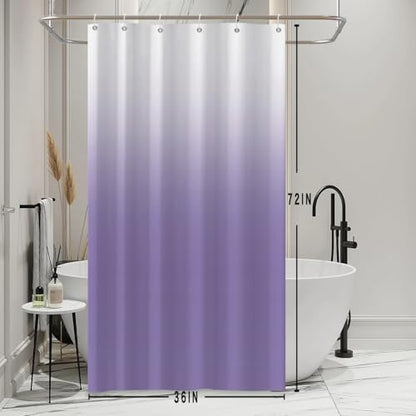 Ombre Lavender Stall RV Shower Curtain with Hooks 36x72inches | Machine Washable Waterproof, Modern Solid Boho Gradient, Bathroom Dorm Hotel Room Divider, Easy to Install, Window Curtain - color: Lavender, size: 36"W x 72"L (Pack of 1)