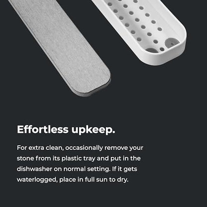 madesmart Drying Stone Toothbrush Tray, White | diatomite, fast drying surface, non slip feet, toothpaste floss, dental items, bathroom counter, woman owned - color: White
