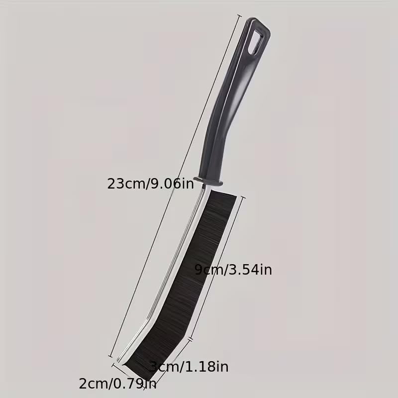4PCS Stiff Bristle Cleaning Brush with Angled Head and Handle, Manual Dust Removal Tool for Kitchen, Bathroom and Windows, Black - color: Black