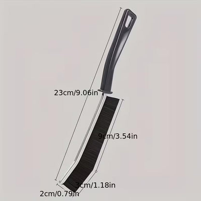 4PCS Stiff Bristle Cleaning Brush with Angled Head and Handle, Manual Dust Removal Tool for Kitchen, Bathroom and Windows, Black - color: Black