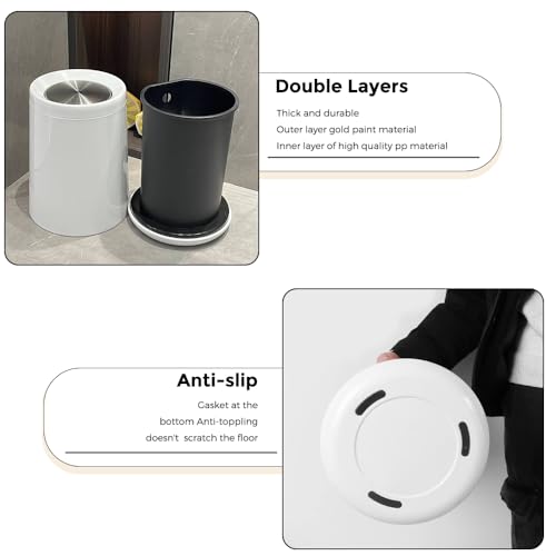 10 L/2.6Gallen,Swing Lid Trash Can,Metal Garbage Can with Flipping Lid,for Bathroom,Living Room,Bedroom,Hotel,Office, Laundry Room(White) - color: White