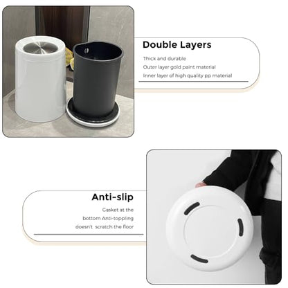 10 L/2.6Gallen,Swing Lid Trash Can,Metal Garbage Can with Flipping Lid,for Bathroom,Living Room,Bedroom,Hotel,Office, Laundry Room(White) - color: White