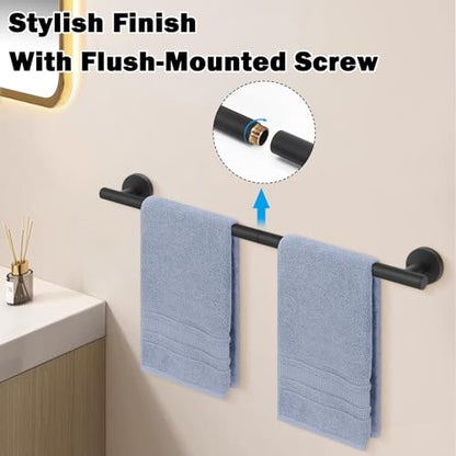 Livabber Bath Towel Bar, 304 Stainless Steel Towel Rack, Heavy Duty Towel Holder Wall Mounted for Bathroom/Kitchen, Usable Hanging Length-20.9 Inch, Total Length-23.7 Inch (Black) - color: Black, size: 24 Inch