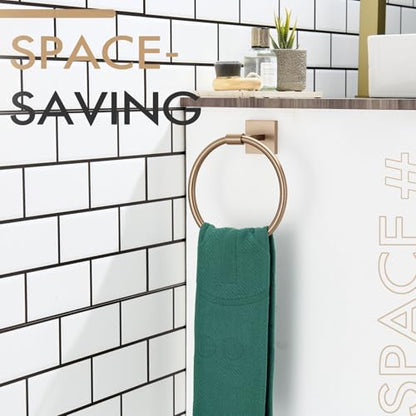 KOKOSIRI Hand Towel Holder Wall Mounted Towel Ring Bathroom Accessories Shower Towel Hanger Rack Stainless Steel Champagne Bronze, B3010CPG - color: Champagne Bronze