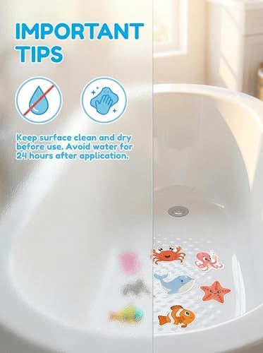 26Pcs Non Slip Bathtub Stickers, Cute Ocean Creature Stickers with Scraper | Anti Slip Bath Tub Shower Decal with Adhesive Back for Bathroom, Shower Stairs - color: Ocean Creature, size: 26Pcs