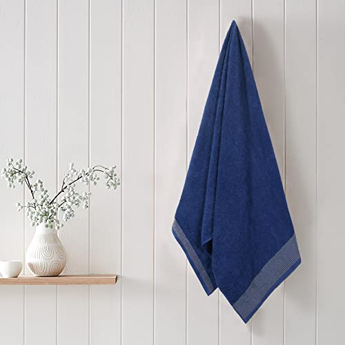 BELIZZI HOME Ultra Soft 2 Pack Oversized Bath Towel Set, 28x55 inches, 100% Cotton, Navy Blue - color: Navy Blue