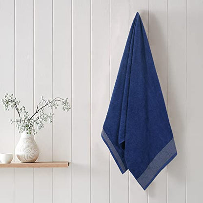 BELIZZI HOME Ultra Soft 2 Pack Oversized Bath Towel Set, 28x55 inches, 100% Cotton, Navy Blue - color: Navy Blue