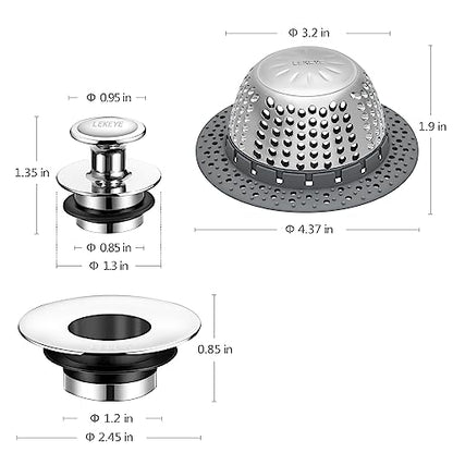 LEKEYE Shower Drain Hair Catcher | Bathtub Stopper/Shower Drain Cover/Drain Protector for Bathtub and Bathroom - color: Grey Silver