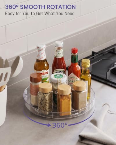 2 Pack 9 Inch Elegant Clear Turntable Acrylic Lazy Susan, Non-Skid Rotating | Smoothly Kitchen Spice Rack, Cabinet Pantry Organization Storage, Refrigerator, Vanity Makeup, Bathroom Countertop Organizer - size: 9inch - 2 Pack