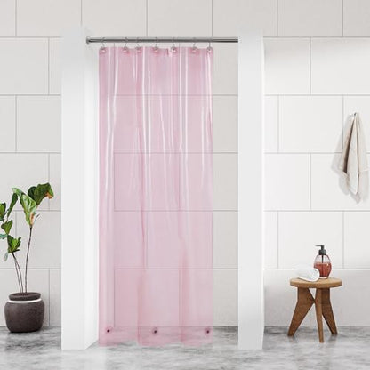 Barossa Design Clear Pink Stall Shower Curtain Liner with 3 Magnets, 36x72 | Waterproof PEVA, 3 Bottom Magnets, Metal Grommets, Lightweight Plastic Shower Liner 36 x 72 Inches for Small Bathroom Stall - color: Clear Pink, size: 36"W x 72"L (Pack of 1)