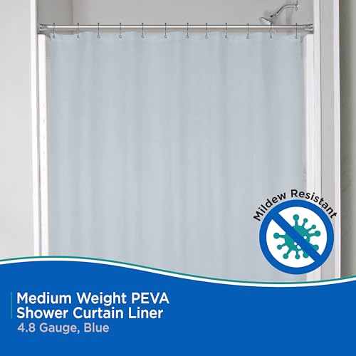 Kenney KN41438 Medium Weight 5 Gauge Waterproof PEVA Shower Curtain Liner with Rust-Resistant Metal Grommets and Weighted Magnetic Hem for Bathroom, 70" W x 72" H, Blue, 1-Pack - color: Blue, size: 70"W x 72"L (Pack of 1)