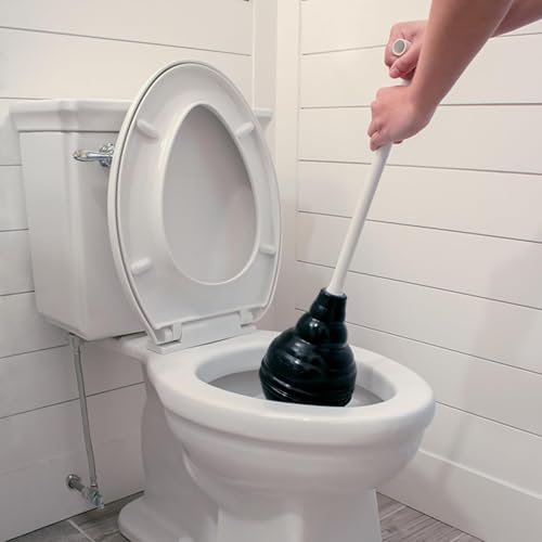 Universal Beehive Style Toilet Plunger with Easy Grip T-Handle, Heavy Duty Rubber Cup for Strong Suction, Powerful Drain Clog Remover for Toilets and Bathroom Drains, Durable Bathroom Plunger