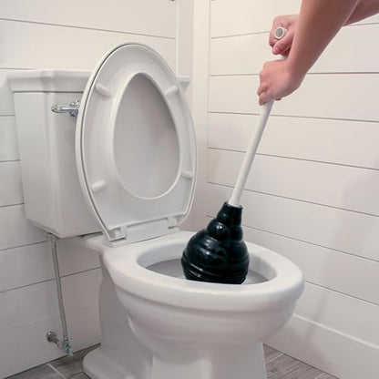 Universal Beehive Style Toilet Plunger with Easy Grip T-Handle, Heavy Duty Rubber Cup for Strong Suction, Powerful Drain Clog Remover for Toilets and Bathroom Drains, Durable Bathroom Plunger