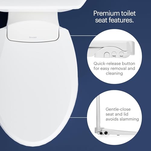 Brondell Swash Bidet Toilet Seat, Non-Electric, Dual Temperature, Fits Round Toilets, White – Dual Nozzle System – with Easy Installation - size: Round, style: S102 - warm water