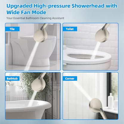 Hibbent 12'' All Metal CUPC Certified Shower Head, High Pressure Rainfall Shower Head, Handheld Showerhead Combo, 12'' Adjustable Extension Arm, 10-Spray, 71'' Hose, Showerhead Holder, Brushed Nickel - color: Brushed Nickel, style: Square 12''